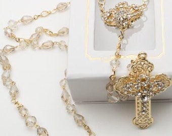 FAST SHIPPING!! Beautiful Wedding Gold Rosary, Wedding Rosary, Handcrafted Wedding Rosary