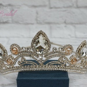 FAST SHIPPING! Gold Sparkling Tiara, Crystal Tiara, Wedding Tiara, Crown, Princess Tiara, Quinceañera, Sweet 16 Tiara, Bridal Tiara