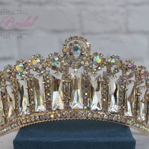 FAST SHIPPING! Gold Sparkling Tiara, Crystal Tiara, Wedding Tiara, Crown, Princess Tiara, Quinceañera, Sweet 16 Tiara, Bridal Tiara