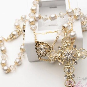 FAST SHIPPING!! Beautiful Handcrafted Gold Rosary, Wedding Rosary, Communion Rosary, Christening Rosary, Confirmation Rosary, Rosary Gift