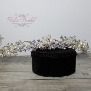 FAST Shipping Popular With Brides, Gold or Silver Swarovski and Fresh Water Pearls Headband, Tiara image 1