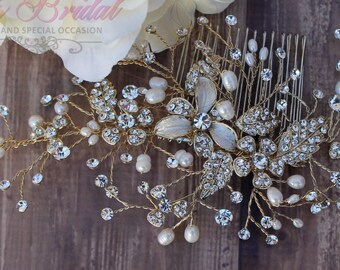 FAST Shipping!!! Gold Bridal Hair Comb, Wedding Hair Comb, Crystal Hair Comb, Swarovski Hair Comb, Hair Comb, Headpiece, Crystal Headpiece