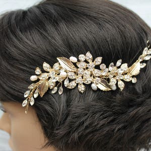 FAST SHIPPING Gold Bridal Hair Comb, Gold Wedding Hair Comb, Crystal Hair Comb, Swarovski Hair Comb, Headpiece, Crystal Headpiece, image 4