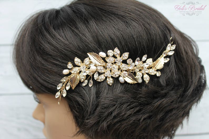 FAST SHIPPING Gold Bridal Hair Comb, Gold Wedding Hair Comb, Crystal Hair Comb, Swarovski Hair Comb, Headpiece, Crystal Headpiece, image 4