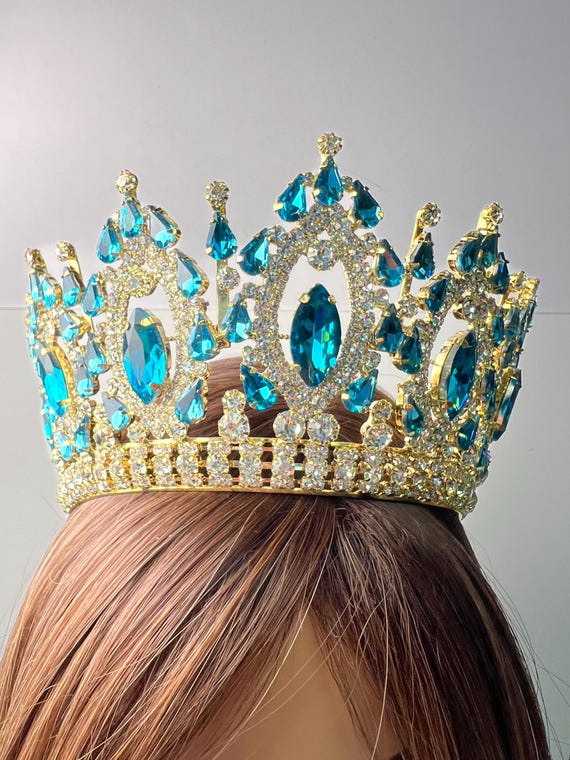 FAST SHIPPING! Gold and Turquoise Tiara, Gorgeous Gold Tiara  display picture 1