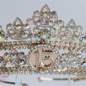 FAST SHIPPING! Gold AB Sparkling Tiara, Crystal Tiara, Quinceañera Tiara, Crown, Princess Tiara, Quinceañera, Quinceañera Crown