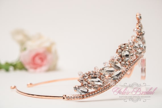 FAST SHIPPING! Rose Gold Sparkling Tiara, Crystal… - image 3