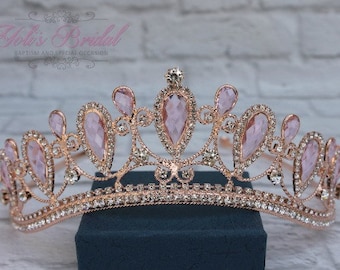 FAST SHIPPING! Rose Gold Sparkling Tiara, Crystal Tiara, Wedding Tiara, Crown, Princess Tiara, Quinceañera, Sweet 16 Tiara, Bridal Tiara