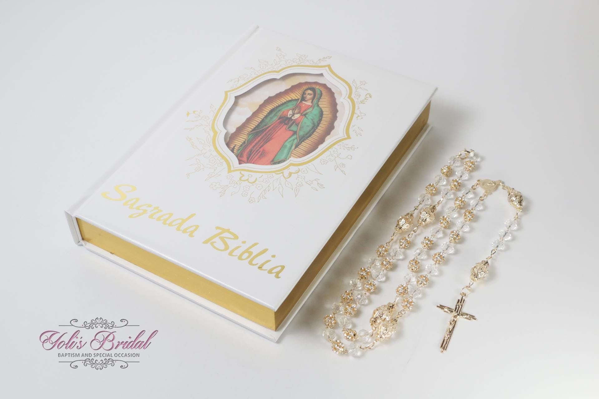 FAST SHIPPING!! Gold Large Spanish Bible, Our Lady of Guadalupe, Virgen Mary Bible, Wedding Gift, Wedding Bible, Spanish Bible, Biblia