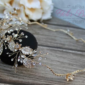 FAST SHIPPING Gold Swarovski Bridal Halo, Bridal Wreath, Bridal Hair Comb, Swarovski Hair Comb, Crystal Hair Comb, Swarovski Hairband image 3