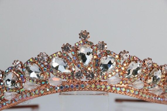 FAST SHIPPING! Beautiful Rose Gold Tiara, Crystal Girl Crown  display picture 1