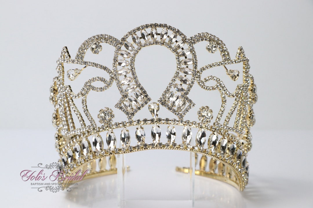 FAST SHIPPING Gold Tiara With Horses and Horseshoe, Royal Crown, Bridal
