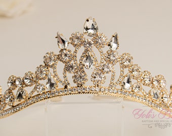 FAST SHIPPING! Gold  Sparkling Tiara, Crystal Tiara, Wedding Tiara, Crown, Princess Tiara, Quinceañera, Sweet 16 Tiara, Bridal Tiara