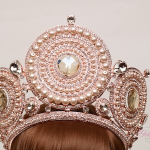 FAST SHIPPING!! Rose Gold  Round Crown, Circular Crown, Full Crown, Tiara, Bride Crown, Crown, Quinceañera, Crystal Crown, Sweet 16, Round.