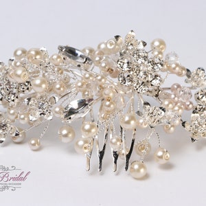 FAST Shipping!!! Silver Bridal Hair Comb Crystal and Pearls, Wedding Hair Comb, Crystal Hair Comb, Hair Comb, Headpiece