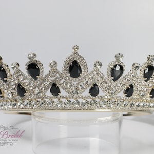 FAST SHIPPING!! Gold Tiara with Black Stones, Gorgeous Silver Tiara, Gold Tiara, Tall Silver Tiara, Silver Crown, Black Crown, Black Tiara