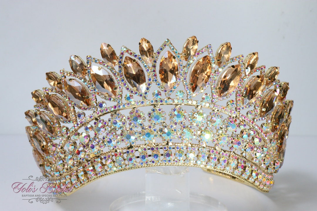 FAST Shipping! Beautiful Gold AB Tiara With Honey Stones  display picture 3
