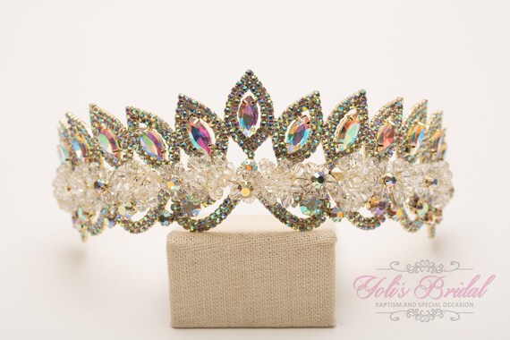 FAST SHIPPING! Gold Aurora Borealis Sparkling Tiara, Crystal  display picture 2