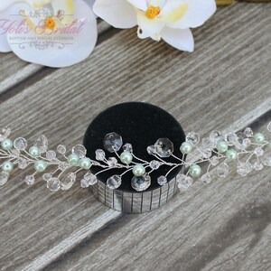 New Silver Crystal and Pearl Hair Vine, Sweet 16 Hair Vine, Quinceañera Braid, Bridal Hair Vine, Wedding Hair Comb, Bridal Headband image 5