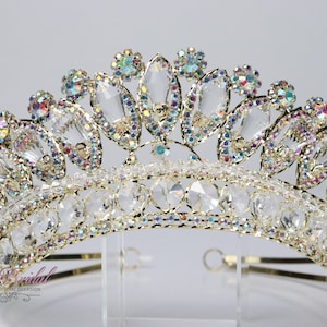 FAST SHIPPING! Gold Sparkling AB Tiara, Crystal Tiara, Wedding Tiara, Crown, Princess Tiara, Quinceañera, Sweet 16 Tiara, Bridal Tiara