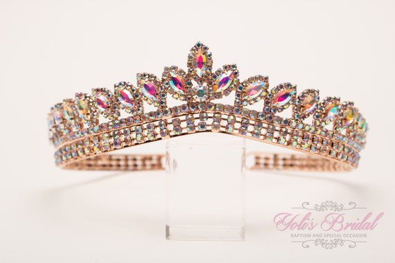 FAST SHIPPING!!! Rose Gold Aurora Borealis Sparkling Tiara  display picture 2