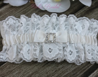 FAST Shipping!!!!  Beautiful Ivory Wedding Garter, Bridal Garter, Garter, Rhinestones Garter, Wedding Garter, Lace garter, Lace and Satin
