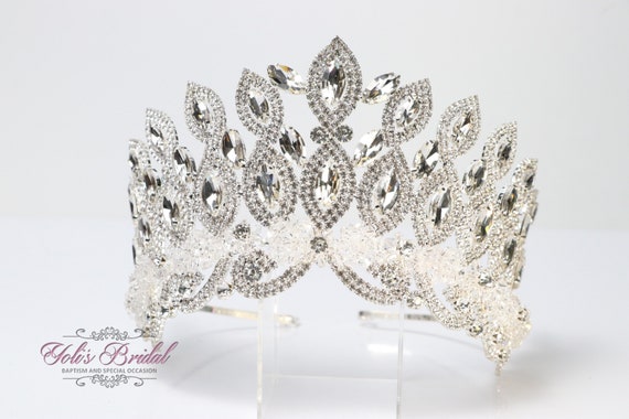 Vintage Bridal Tiara Royal Bridal Crown Silver CZ Platinum Silver Plated Royal Wedding Tiara Crown main image 3