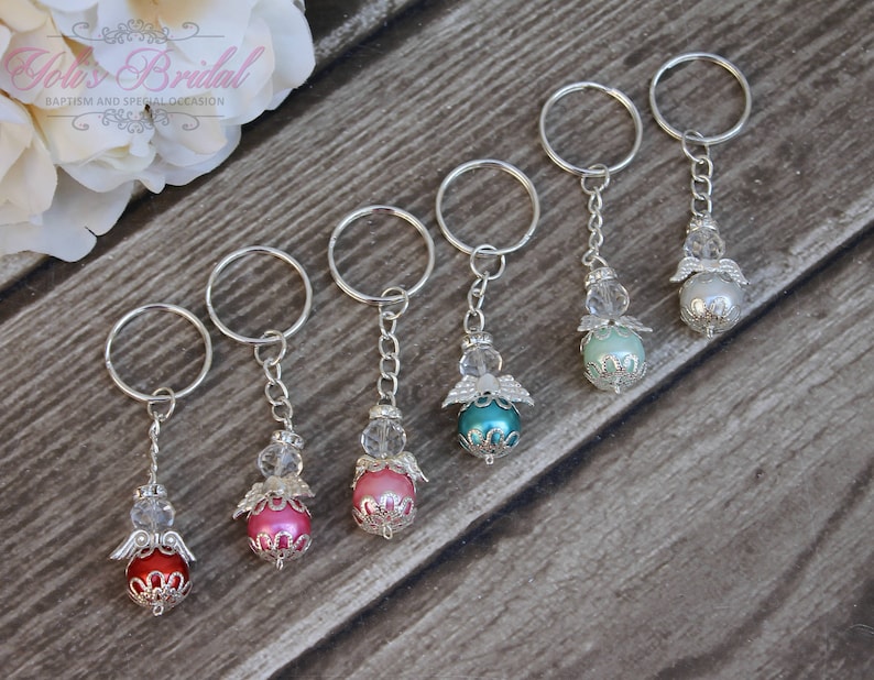 FAST SHIPPING 12 Pieces Silver Angel Key Chain, Christening Favor, Baptism Favor, Communion Favor, Confirmation Favor, Baptism Thank you image 1