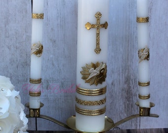 Silver or Gold! Wedding Unity Candle Set with or without the Candle Holder