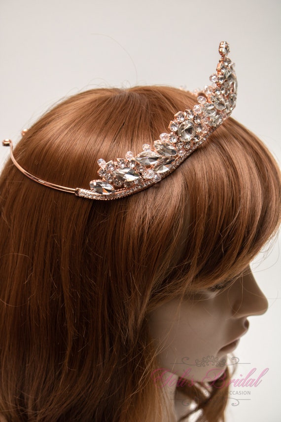 FAST SHIPPING! Rose Gold Sparkling Tiara, Crystal… - image 5