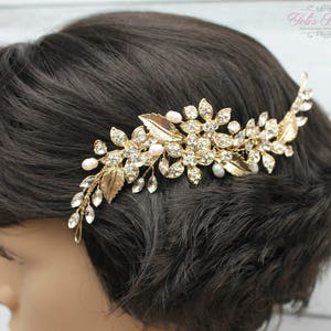 FAST SHIPPING Gold Bridal Hair Comb, Gold Wedding Hair Comb, Crystal Hair Comb, Swarovski Hair Comb, Headpiece, Crystal Headpiece, image 2