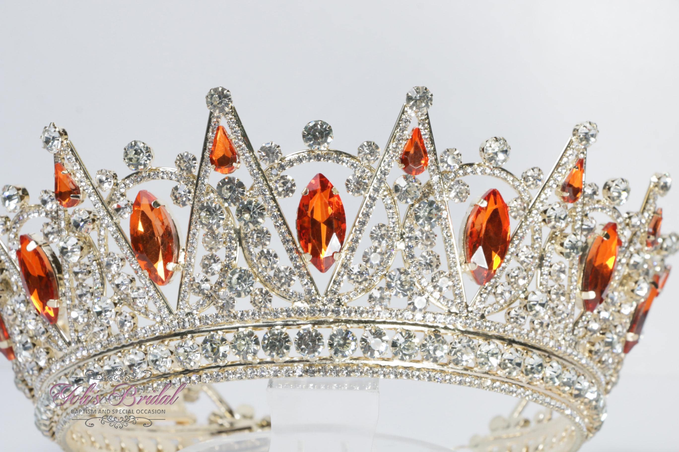 Vintage Gold Crystal Tiara Crown with Clear Stones Fast Shipping!! Rose Gold Crown, Vintage Crown, Round Crown  main image 3