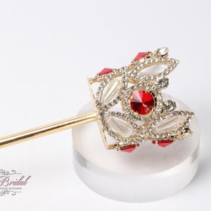 FAST SHIPPING!! Beautiful Gold Scepter with Red Stones, Gorgeous AB Scepter, Sparkle Princess Scepter, Red Scepter, Pageant Scepter