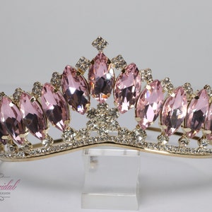 FAST SHIPPING! Beautiful Gold Tiara with Pink Stones, Gold Tiara, Gold and Pink Tiara, Princess Tiara, Little Girl&#39;s Tiara, Pink Tiara, Gold