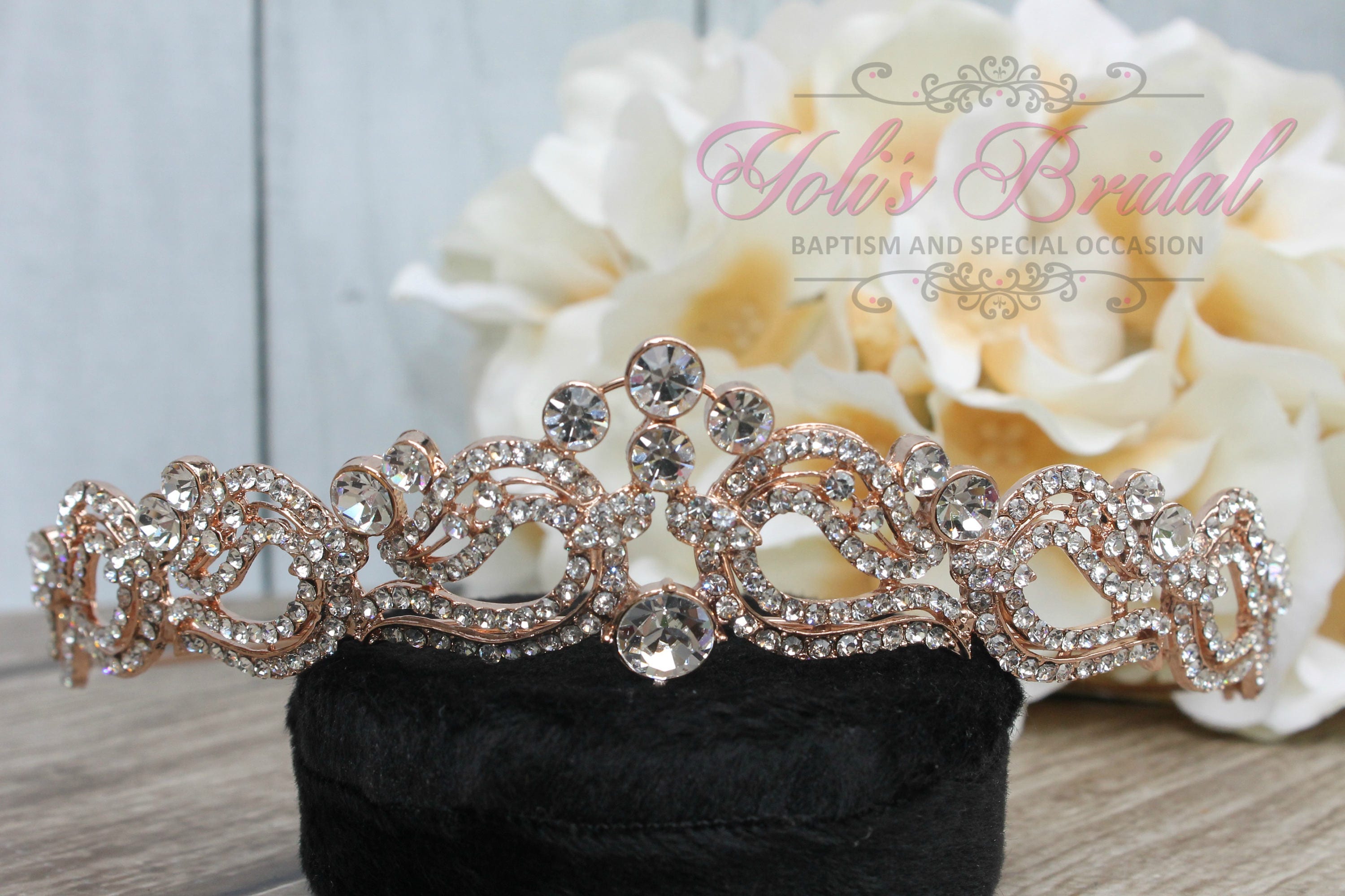 FAST SHIPPING!! Rose Gold Swarovski Tiara, Crystal Tiara  display picture 1