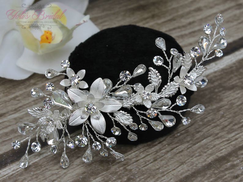 FAST SHIPPING Silver Bridal Hair Comb, Silver Wedding Hair Comb, Crystal Hair Comb, Swarovski Hair Comb, Headpiece, Crystal Headpiece image 7