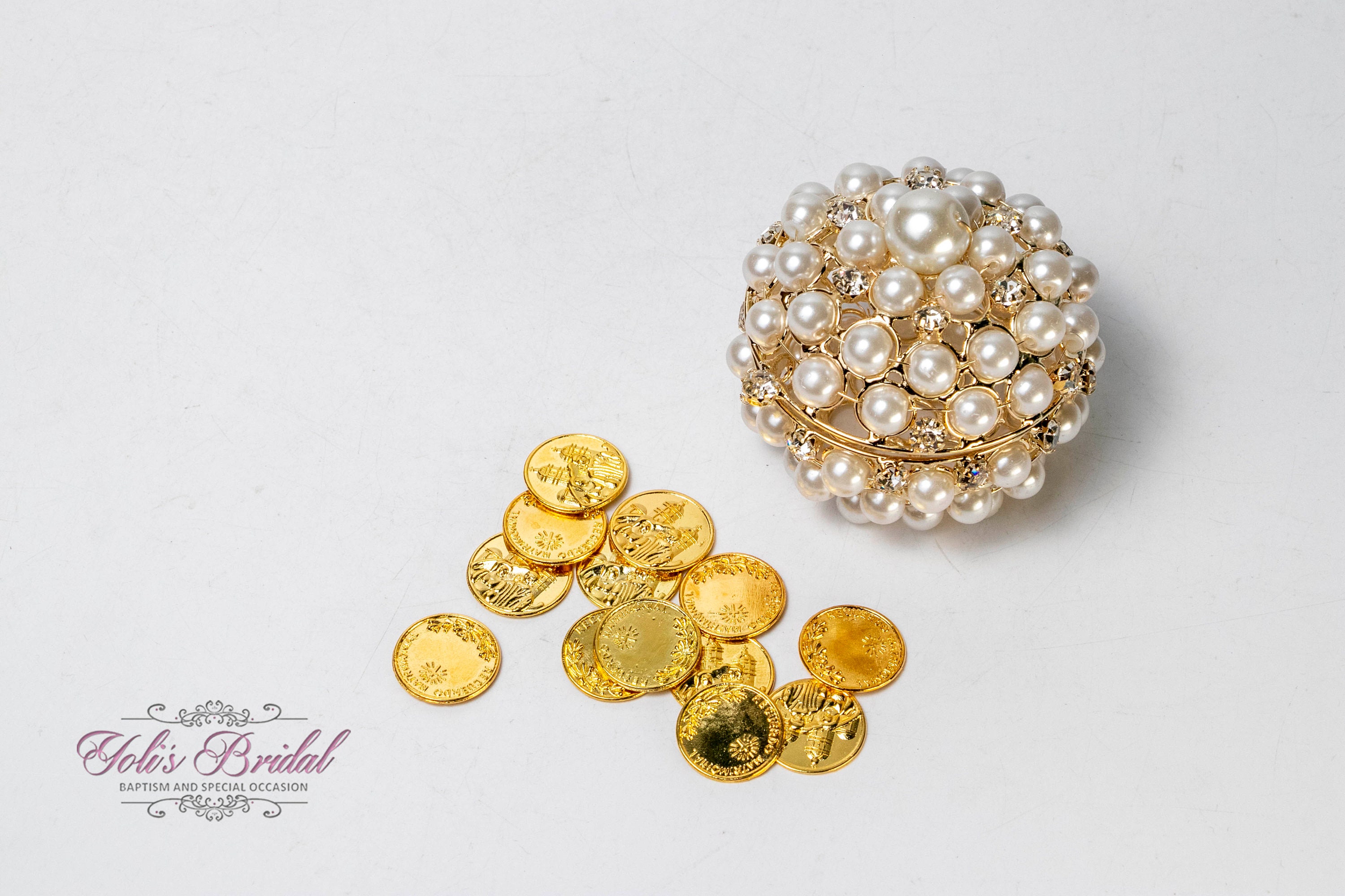 Arras Rings NEW! Gold Wedding Arras With Pearls, Wedding Ring Box, Unity Coins ...