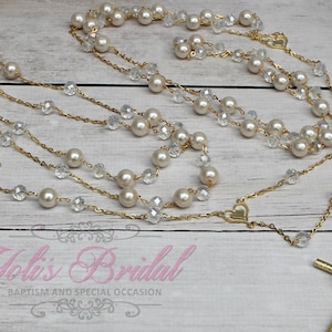 FAST SHIPPING!! Beautiful Gold  Wedding Lasso with Pearls,  Pearl Wedding Lazo, Lazo para Boda de Perlas, Christian Wedding Lasso