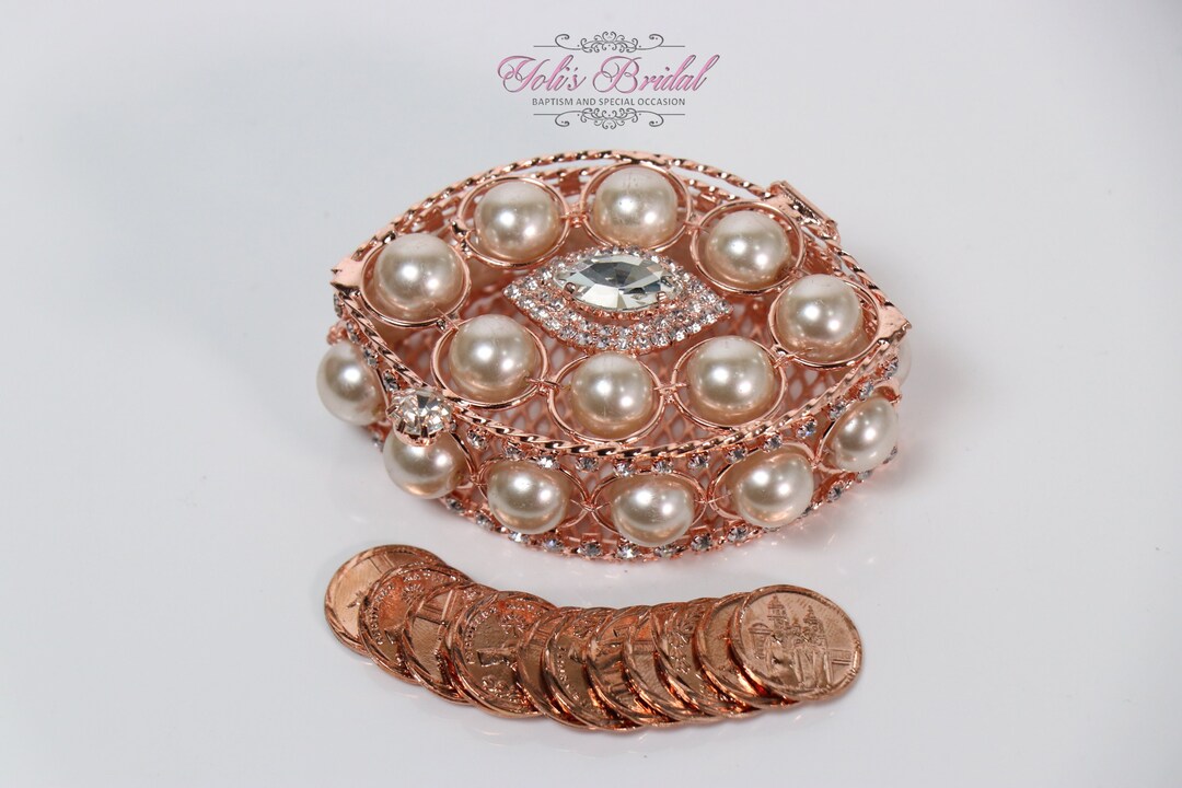 Arras Rings NEW!! Rose Gold Wedding Arras With Pearls, Wedding Ring Box, Unity ...