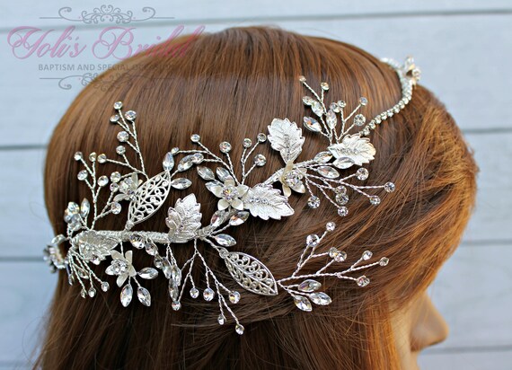 Never Used Bridal Swarovski Hair Halo Crystal bridal headband - Champagne bubbles crystal halo  main image 4