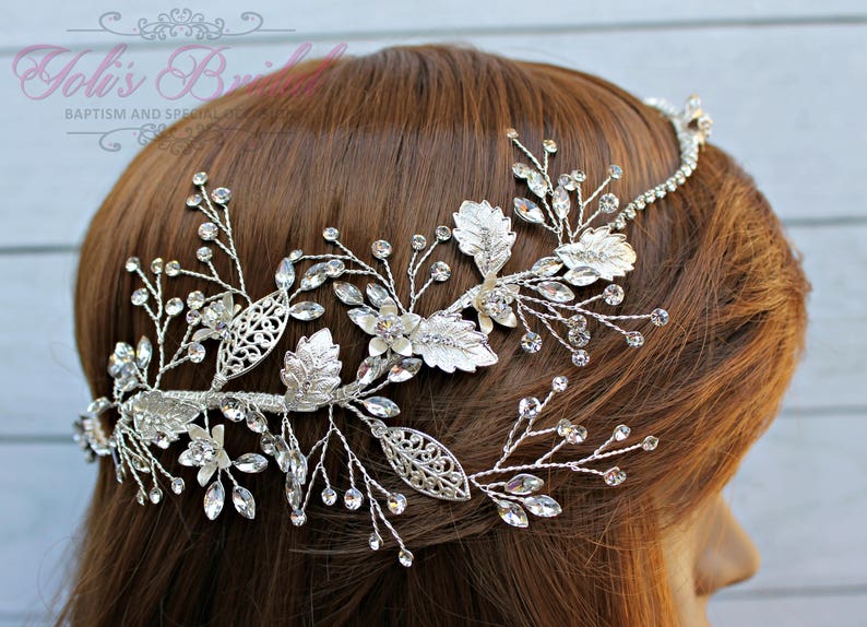 FAST SHIPPING Gold Swarovski Bridal Halo, Bridal Wreath, Bridal Hair Comb, Swarovski Hair Comb, Crystal Hair Comb, Swarovski Hairband image 5