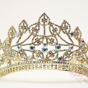 FAST SHIPPING!! Gold AB Round Crown, Royal Crown, Full Crown, Tiara, Wedding Crown, Crown, Quinceañera, Crystal Crown, Sweet 16, Pageant