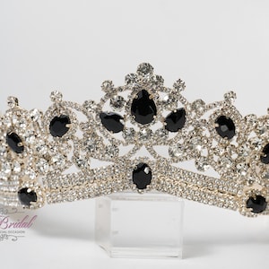 FAST SHIPPING!! Gold Tiara with Black Stones, Gorgeous Silver Tiara, Gold Tiara, Tall Silver Tiara, Silver Crown, Black Crown, Black Tiara