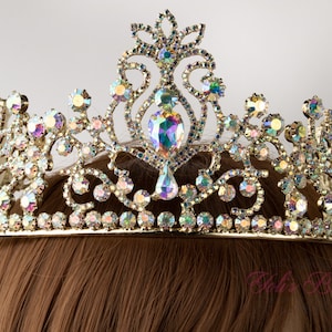FAST SHIPPING!! Gold AB Crown, Royal Crown, Full Crown, Tiara, Wedding Crown, Bridal Crown, Quinceañera, Swarovski Crystal Crown, Sweet 16