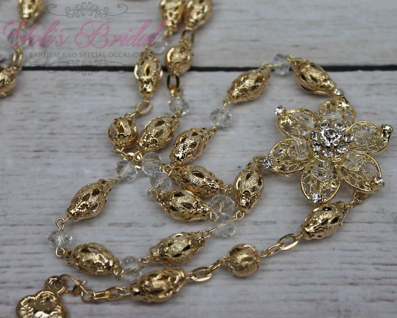 SALESALE Handcrafted Beautiful Gold Rosary, Communion Rosary, Rosary Gift, Confirmation Rosary, Christening Rosary, Baptism Rosary image 3