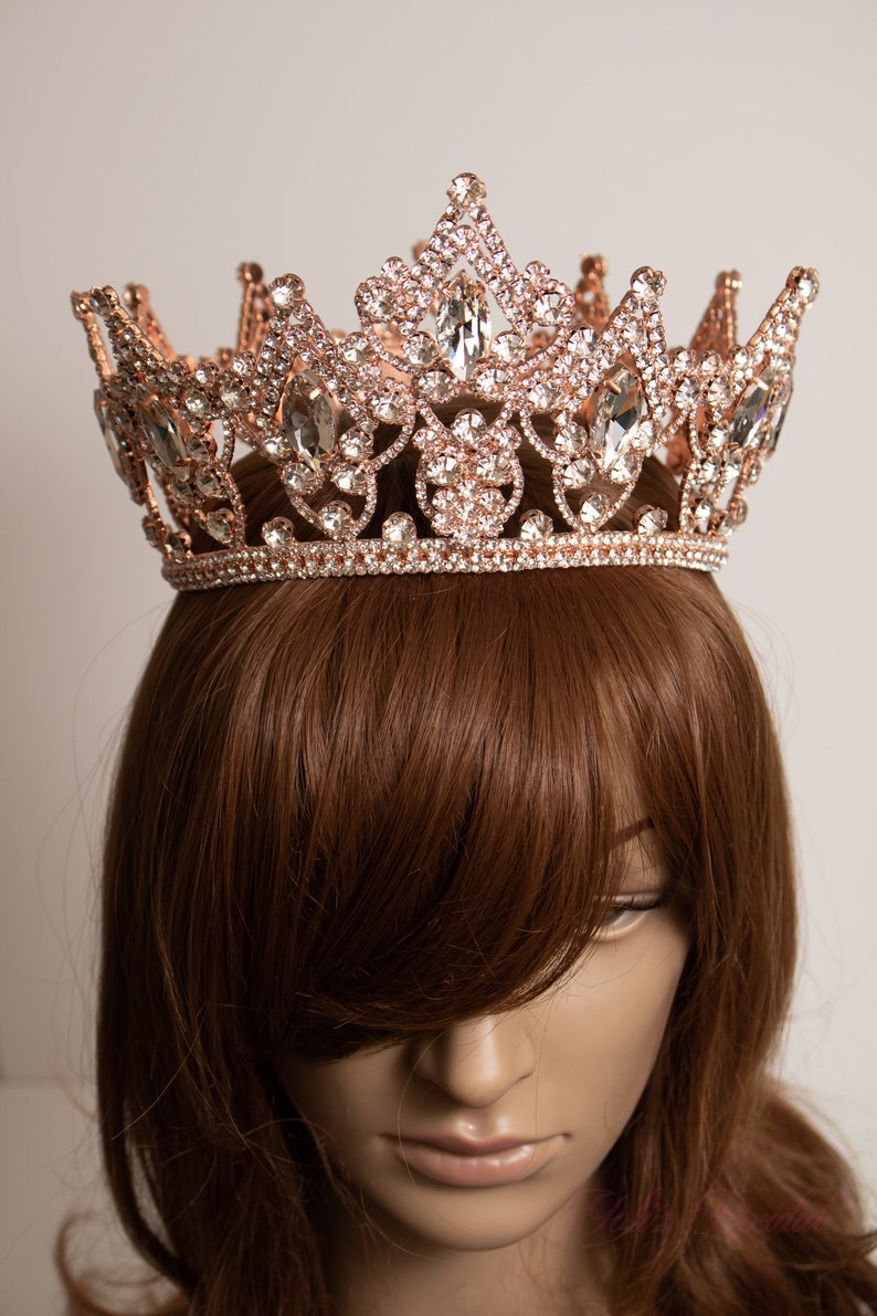 Fast Shipping Rose Gold Crown, Vintage Crown, Round Crown, Crystal Crown, Princess Tiara image 5