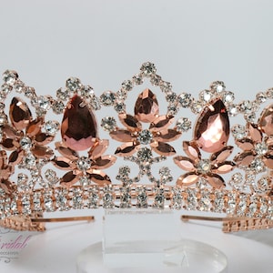 FAST Shipping! Beautiful Rose Gold Tiara, Wedding Crown, Crystal Crown, Sweet 16, Quinceañera, Rose Gold Tiara, Rose Crown, Beauty Pageant