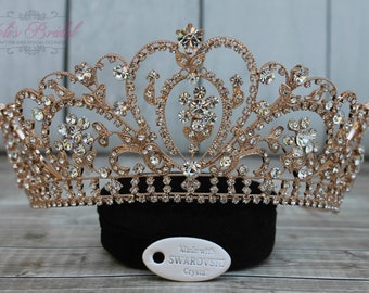 FAST SHIPPING!! Rose Gold Tiara, QuinceañeraTiara, Crystal Tiara ,Wedding Tiara ,Crown, Swarovski Tiara,  Bridal Tiara, Crystal Headpiece