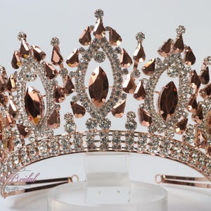 FAST Shipping! Beautiful Rose Gold Tiara, Wedding Crown, Crystal Crown, Sweet 16, Quinceañera, Rose Gold Tiara, Rose Crown, Beauty Pageant