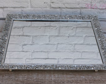 FAST SHIPPING!!! Rhodium Silver Wedding Tray, Bridal Tray, Anniversary Gift, Wedding Table Tray, Candles Tray, Champagne Glasses Tray